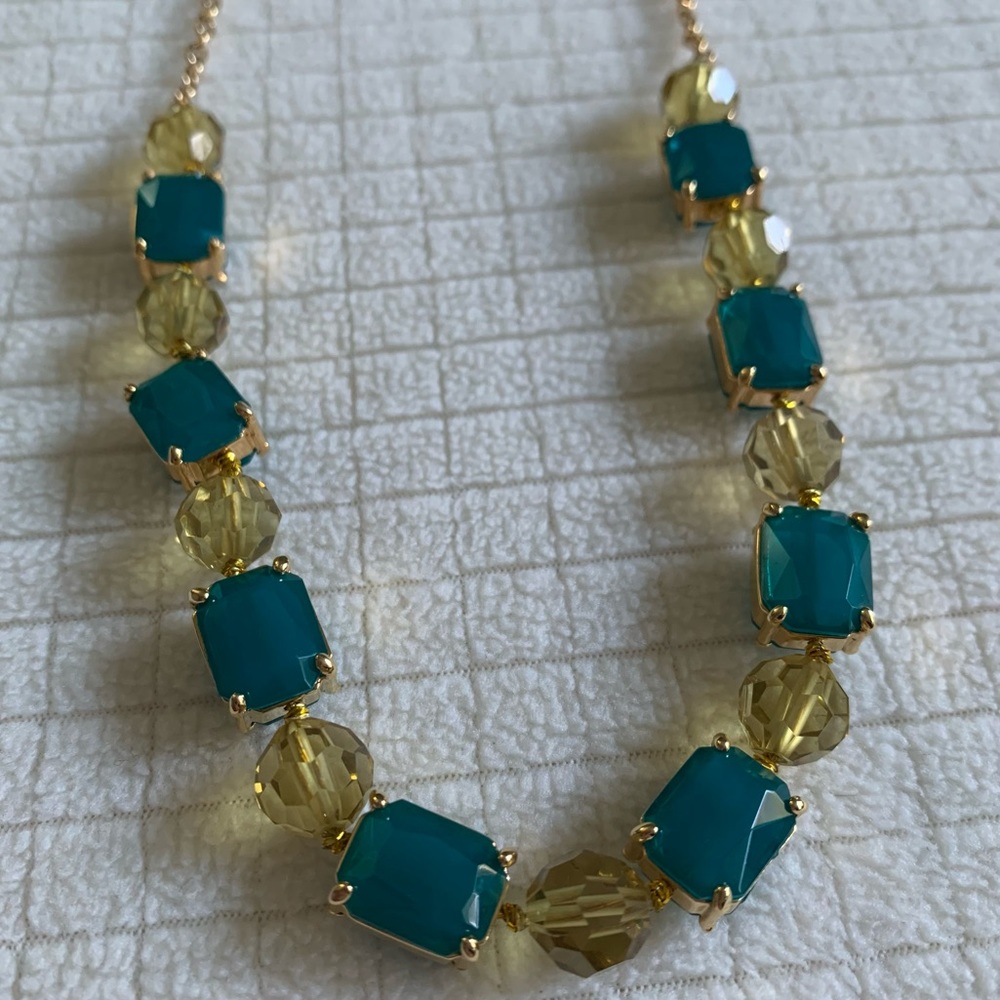 Kate Spade teal/yellow beaded necklace